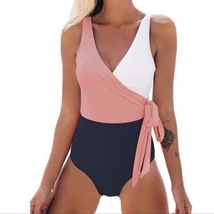 Cupshe One Piece Wrap Tie Swim Suit New